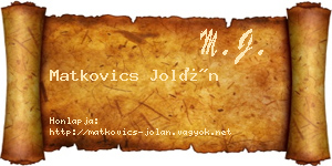 Matkovics Jolán névjegykártya