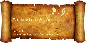Matkovics Jolán névjegykártya